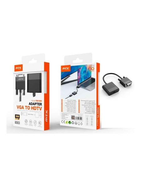 Adaptador video VGA a HDMI / 1080p / 15cm / Negro / TB1395 / Mtk / 0153952