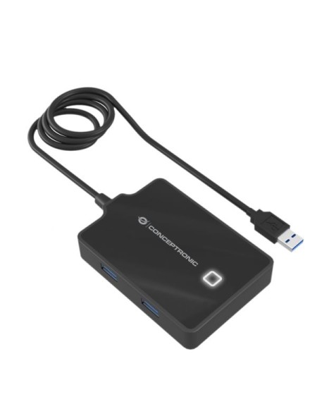 ÷ Hub usb3.0 conceptronic hubbies11b 4 puertos y cable de 90cm con alimentador