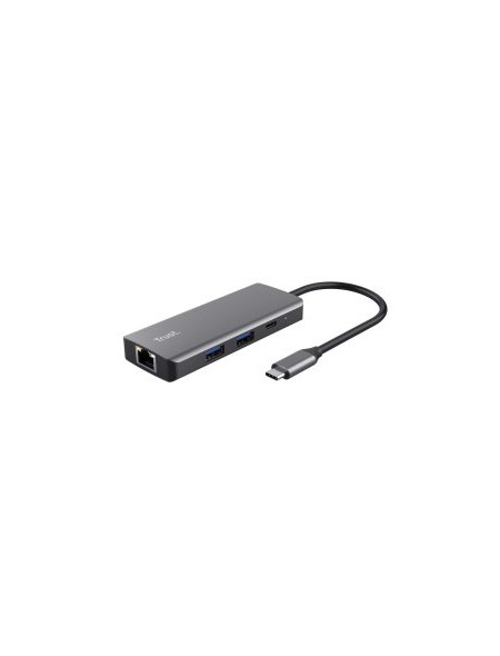 ÷ Hub usb-c trust dalyx 6 en 1 aluminio 1xhdmi 4k 2xusb-a 3.2 1xusb-c pd 100w lector sd microsd