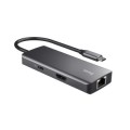 ÷ Hub usb-c trust dalyx 6 en 1 aluminio 1xhdmi 4k 2xusb-a 3.2 1xusb-c pd 100w lector sd microsd
