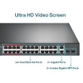 ÷ Switch no gestionable tp-link tl-sl1226p 24p poe+ 10/100 2p gigabit 2p slots combo gigabit sfp total