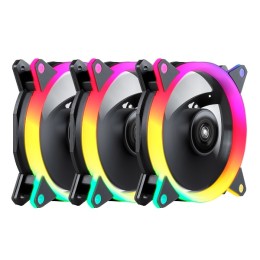 ÷ Kit 3xventilador interno unyka candy 120mm anillo argb led 7 aspas 1500rpm con mando a distancia