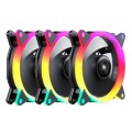 ÷ Kit 3xventilador interno unyka candy 120mm anillo argb led 7 aspas 1500rpm con mando a distancia