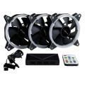 ÷ Kit 3xventilador interno unyka candy 120mm anillo argb led 7 aspas 1500rpm con mando a distancia