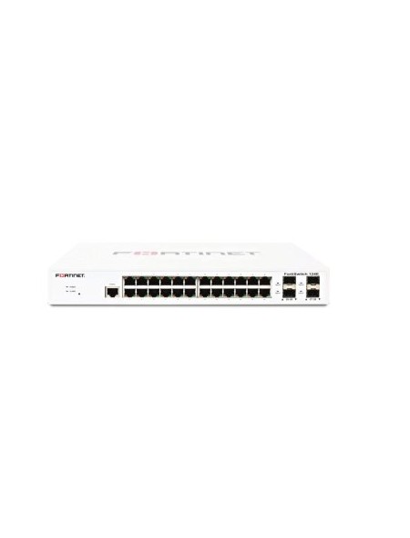 ÷ Switch gestionable fortinet fs-124e l2 24xge rj45 4xge sfp 256 mb ddr3 montaje rack sin ventilador