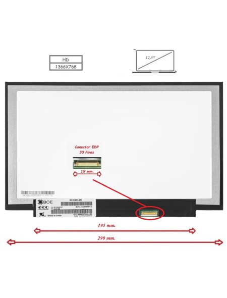 Pantalla compatible para portátil LED 12.5