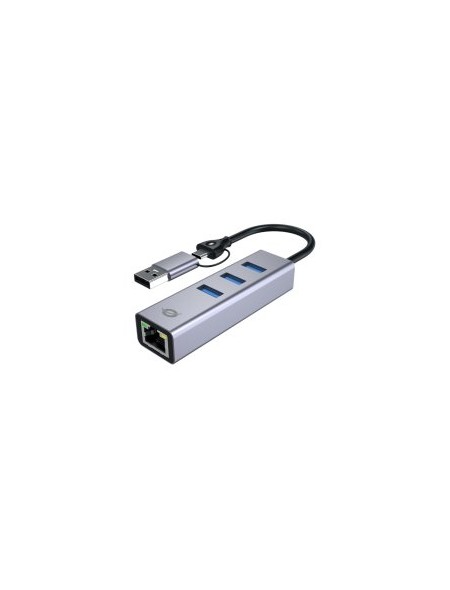 ÷ Adaptador usb-c/usb-a ethernet rj45 conceptornic abby25f con hub usb 3,2 x3 puertos