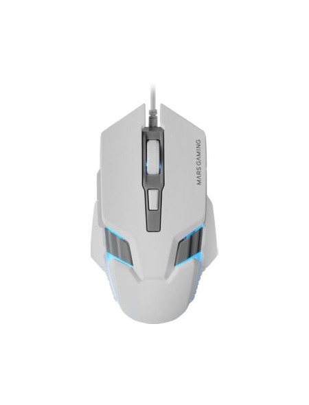 ÷ Mouse mars gaming mm024w rgb flow 4000 dpi ajustable 6 botones mecanicos huano color blanco