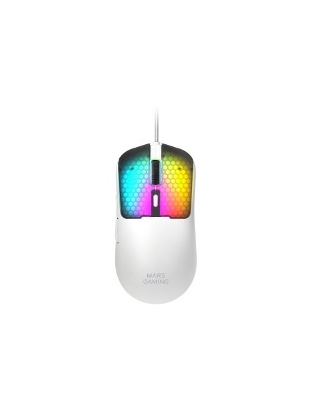 ÷ Mouse mars gaming mm-viperw ultraligero 56g cableado usb 6 botones 12800 dpi rgb blanco