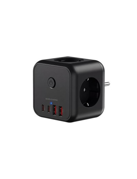 ÷ Powercube mars gaming md-cube20 4 usb 3 tomas de corriente. regleta color negro