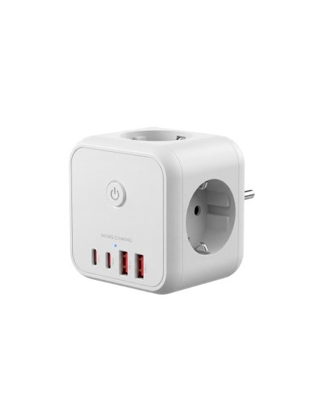 ÷ Powercube mars gaming md-cube20w 4 usb 3 tomas de corriente. regleta color blanco