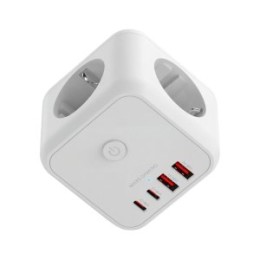 ÷ Powercube mars gaming md-cube20w 4 usb 3 tomas de corriente. regleta color blanco