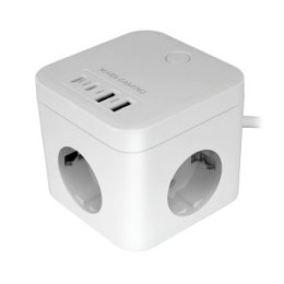 ÷ Powercube mars gaming md-cube35w 4 usb 3 tomas de corriente con cable 1.8m regleta color blanco