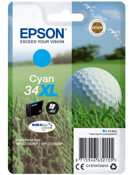 ÷ Tinta original epson t3472 xl cian c13t34724010 10.8ml