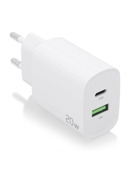 ÷ Aisens - cargador 20w, 1xusb-c pd3.0, 1xusb-a qc3.0, blanco
