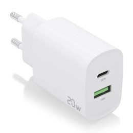 ÷ Cargador aisens 20w, 1xusb-c pd3.0, 1xusb-a qc3.0, blanco