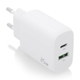 ÷ Cargador aisens 25w, 1xusb-c pd3.0, 1xusb-a qc3.0, blanco