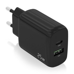÷ Cargador aisens 25w, 1xusb-c pd3.0, 1xusb-a qc3.0, negro