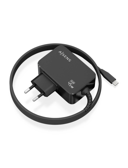 ÷ Aisens - cargador gan 45w pd3.0 1xusb-c 1.8m, negro