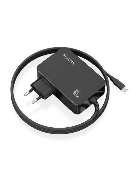 ÷ Aisens - cargador gan 90w pd3.0 1xusb-c 1.8m, negro