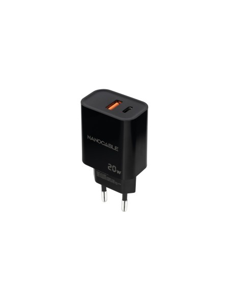 ÷ Nanocable cargador usb-c/pd + usb-a/qc 20w negro