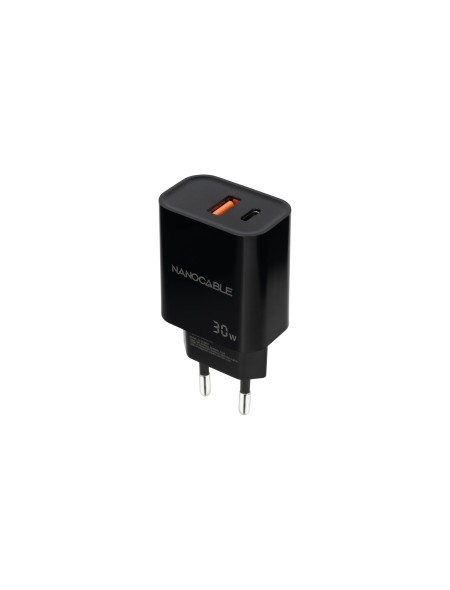 ÷ Nanocable cargador usb-c/pd + usb-a/qc 30w negro