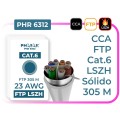 Bobina 305 metros Cat.6 FTP / LSZH Solido / AWG23 / Gris / PHR 6312