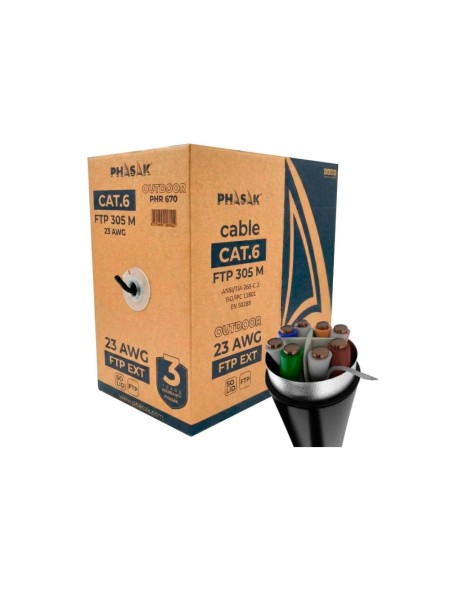 Bobina 305 metros Cat.6 FTP Exterior / Solido / AWG23 / Gris / PHR 670