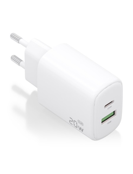 ÷ Cargador aisens gan 20w, 1xusb-c pd3.0, 1xusb-a qc3.0, blanco