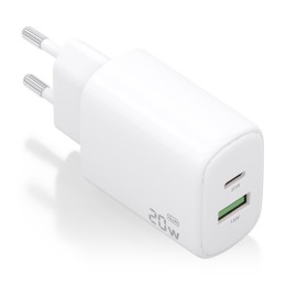 ÷ Cargador aisens gan 20w, 1xusb-c pd3.0, 1xusb-a qc3.0, blanco