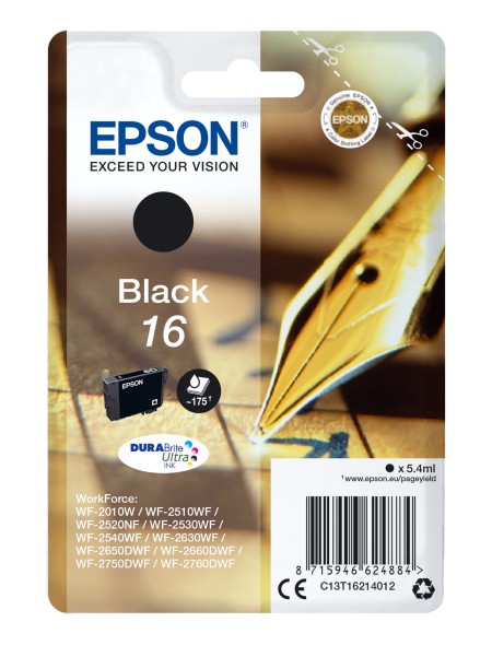 ÷ Tinta original epson t1621 negro c13t16214022 5.4ml - con alarma
