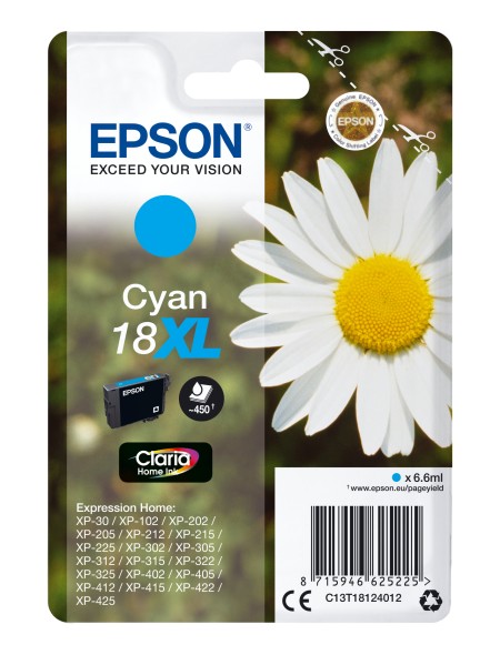 ÷ Tinta original epson t1812 xl cian c13t18124022 6.6ml - con alarma