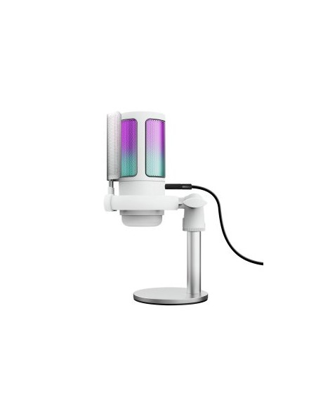 ÷ Microfono trust gxt 238w auron gaming usb iluminacion led patron cardioide tripode blanco
