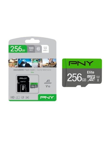 Micro sd xc PNY ELITE uhs-i 256Gb 100mb/s clase 10  Con adaptador / P-SDU256V11100EL-GE