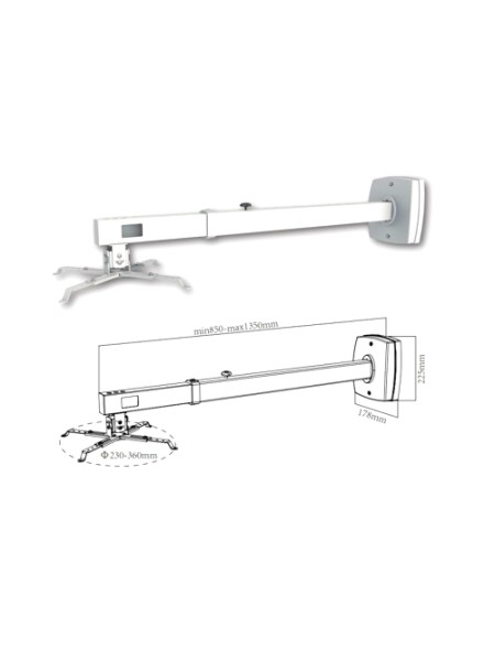 ÷ Soporte de proyector approx para pared inclinable separacion 85cm a 135cm vesa maximo 200x200 hasta 