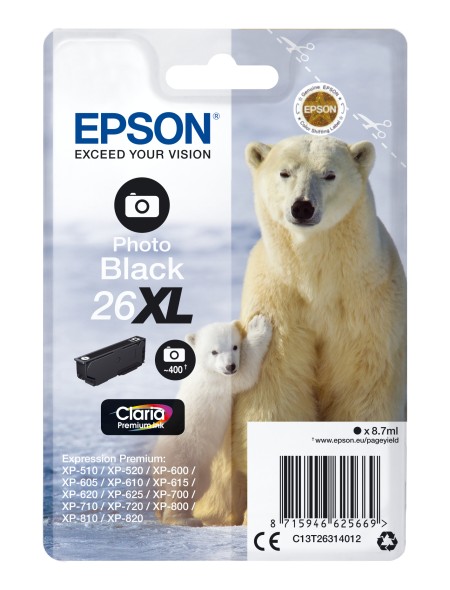 ÷ Tinta original epson t2631 xl negro foto c13t26314022 8.7ml - con alarma