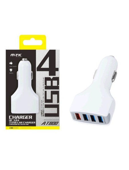 Cargador de coche-mechero Usb x4 / 36w / Blanco / At800 / Mtk / 0051541