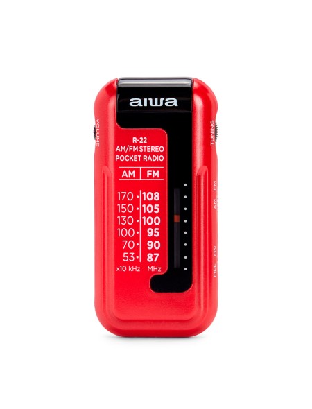 ÷ Radio analogica mini aiwa r-22rd am/fm hyperbass color rojo