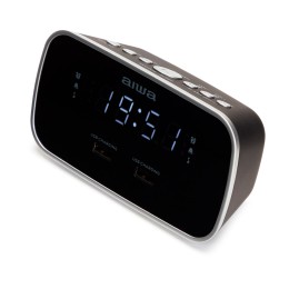 ÷ Radio despertador aiwa cru-19 black 2 puertos usb de carga 5v 2.4a