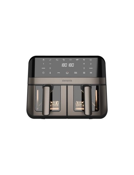 ÷ Freidora por aire aiwa futago afr-9000 9l 2400w 8 programas doble cesta y ventana acero