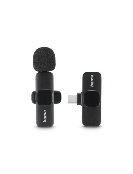 ÷ Microfono hama smart wireless gadget usb-c cancelacion ruido ia patron omnidireccional pinza negro