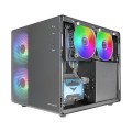 ÷ Caja microatx cube gaming mars gaming mc400 black frontal mesh dise?o cube 3xventiladores 120mm rgb 