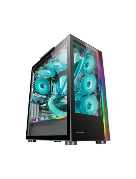 ÷ Caja e-atx torre gaming mars gaming mc-ultra black doble linea argb frontal y lateral de cristal tem