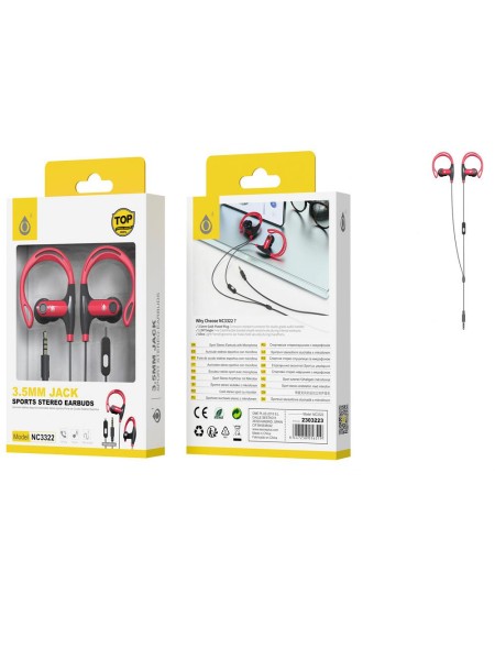 Auriculares + Micro intrauditivos sport NC3322 Sunglasses / Rojo / One+ / 2303223