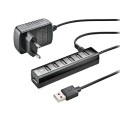 Hub 7 puertos USB 2.0 / NGS Ihub7 Tiny / Alimentado / Incluye Adaptador de Corriente / Negro