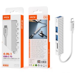 Hub adaptador Type-C a 2xUsb 2.0 + 1xUsb 3.0 + Lector MicroSd / OTG / TB1383 / Blanco / MTk