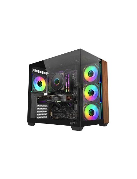 ÷ Caja atx abysm sava 285b sin fuente negro madera 3 bahias usb-c gpu 410mm