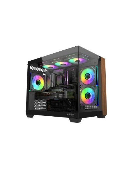 ÷ Caja microatx abysm sava 285c gpu 410mm 1x3.5 2x2.5 usb-c 3.2 sin fuente negro madera