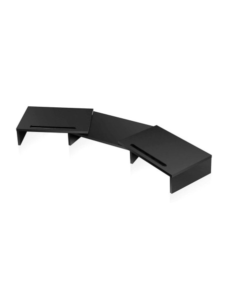 Soporte Elevador Madera para monitor/portatil Phoenix / Hasta 2 monitores / 2 alturas / Negro / PHWERAISERB