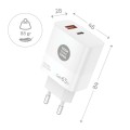 Cargador universal automático GAN 65W / 1x Type-C PD / 1x USB QC 3.0 / Tech One Tech / Blanco / TEC2270